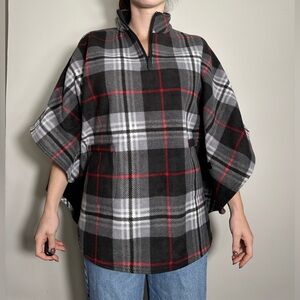 Martha Stewart Fleece Checkered Shrug Poncho